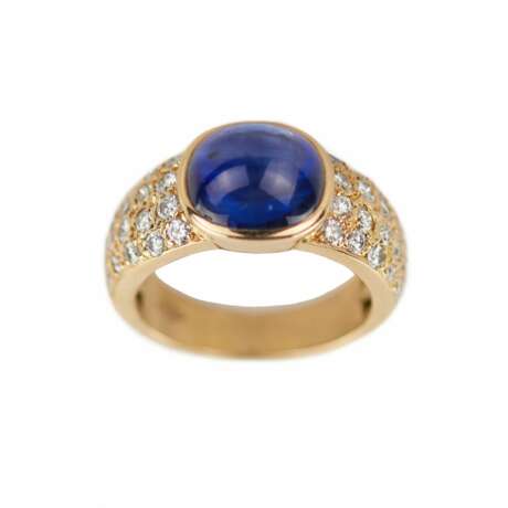 Bague en or avec saphir et diamants. Diamond 20th century - Foto 1