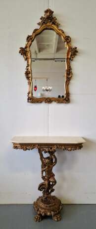 Console with mirror Bois laqué Neo-baroque Early 20th century - photo 7