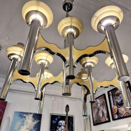 Space Age chromed metal chandelier by Gaetano Sciolari mid-20th century Metal Design of 50-60’s 20th century - photo 4