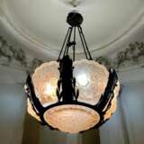 Rare And Large Glass Plaque Chandelier Val Saint Lambert Art Deco Period 1930 Glass metal 20th century - photo 7