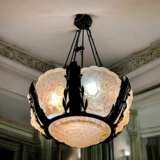 Rare And Large Glass Plaque Chandelier Val Saint Lambert Art Deco Period 1930 Glass metal 20th century - photo 8