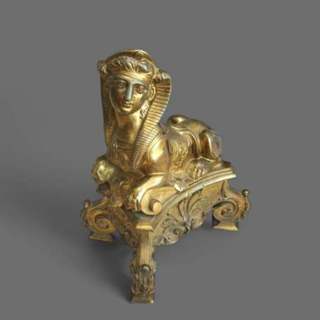 Pair of 19th Century Gilt Bronze Fire Dogs in the Ancient Egyptian Style Bronze 19th century - photo 9