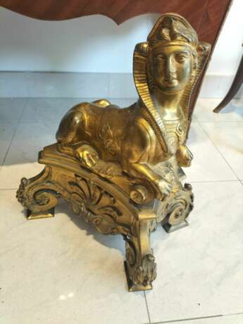 Pair of 19th Century Gilt Bronze Fire Dogs in the Ancient Egyptian Style Bronze 19th century - photo 10