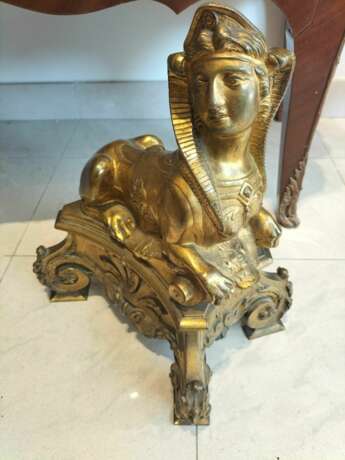 Pair of 19th Century Gilt Bronze Fire Dogs in the Ancient Egyptian Style Bronze 19th century - photo 11
