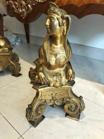 Pair of 19th Century Gilt Bronze Fire Dogs in the Ancient Egyptian Style Bronze 19th century - photo 13