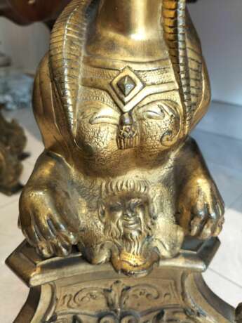 Pair of 19th Century Gilt Bronze Fire Dogs in the Ancient Egyptian Style Bronze 19th century - photo 14