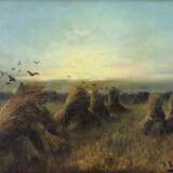 LANDSCAPE WITH HAYCOCKS AT SUNSET. J. KLEVER. RUSSIA LATE 19TH Canvas oil realism At the turn of 19th -20th century - photo 2