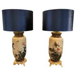 Pair of Japanese Large cloisonn&eacute; enamel Lamps , 19th Century
