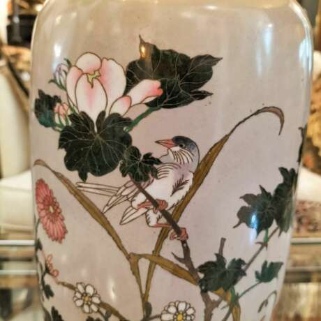 Pair of Japanese Large cloisonn&eacute; enamel Lamps 19th Century Bronze 19th century - Foto 3