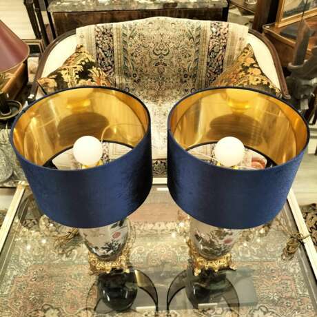 Pair of Japanese Large cloisonn&eacute; enamel Lamps 19th Century Bronze 19th century - Foto 6