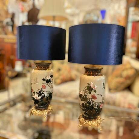 Pair of Japanese Large cloisonn&eacute; enamel Lamps 19th Century Bronze 19th century - Foto 9