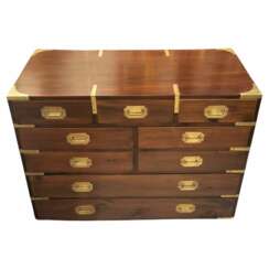 19th Century English Campaign Marine Chest of Drawers in Mahogany