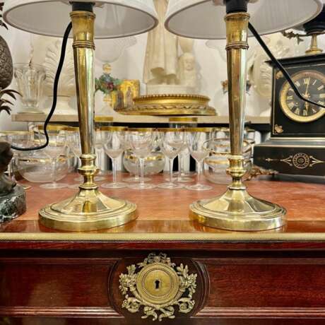 Early 19th Century Pair of Louis XVI Directoire Style Candlestick Lamps Bronze Early 19th century - photo 9