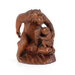 Affenmutter mit Kind.
