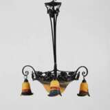 Art Nouveau style chandelier. France 20th century. Metal glass Art Nouveau 20th century - photo 1