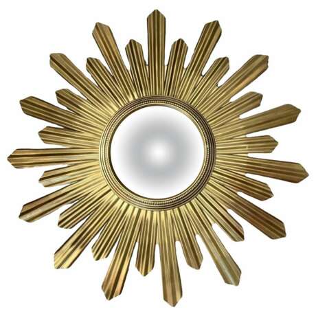 1960s Large Sun-Shaped Convex Mirror Metal Rococo Mid-20th century - photo 1