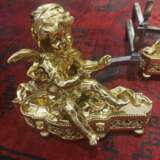 19th Century Pair of Putti Andirons in Gilt Bronze Bronce 19th century - photo 4