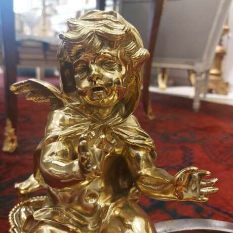 19th Century Pair of Putti Andirons in Gilt Bronze Bronce 19th century - photo 8