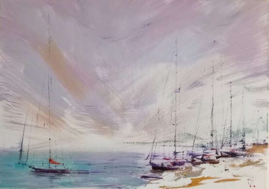 Яхты в Ялте Canvas on the subframe Oil Impressionism Marine art Russia 2025 - photo 1