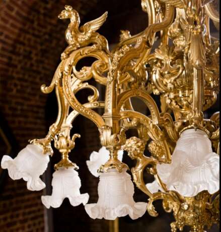 French gilded bronze chandelier Napoleon III. XIX century. Glass Empire 19th century - photo 3