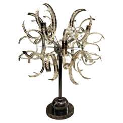 Big Mid-Century Modern Lamp in Chrome Metal and Glass, 1970s