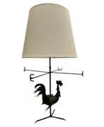 Aperçu. Wrought Iron Rooster Weathervane Lamp, 1950s