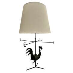 Wrought Iron Rooster Weathervane Lamp, 1950s