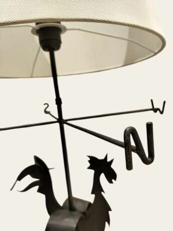 Wrought Iron Rooster Weathervane Lamp 1950s Iron and paper Mid-20th century - photo 2