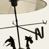Wrought Iron Rooster Weathervane Lamp 1950s Iron and paper Mid-20th century - photo 2