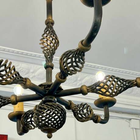 Art Deco Wrought Iron Chandelier with Six Arms 1940 Чугун Mid-20th century г. - фото 3