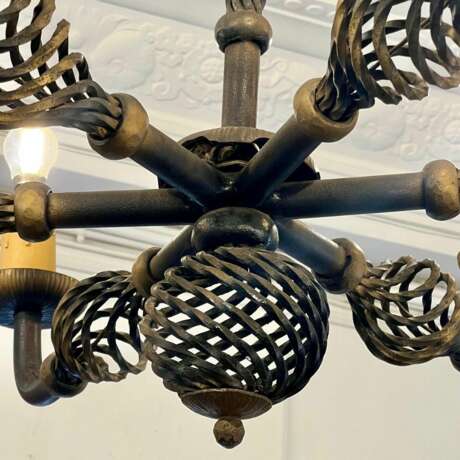 Art Deco Wrought Iron Chandelier with Six Arms 1940 Чугун Mid-20th century г. - фото 6