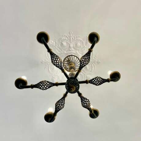 Art Deco Wrought Iron Chandelier with Six Arms 1940 Чугун Mid-20th century г. - фото 7