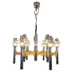 Space Age chromed metal chandelier by Gaetano Sciolari, mid-20th century