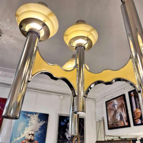 Space Age chromed metal chandelier by Gaetano Sciolari mid-20th century Metal Design of 50-60’s 20th century - photo 2