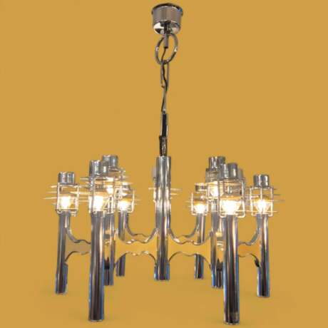 Space Age chromed metal chandelier by Gaetano Sciolari mid-20th century Metal Design of 50-60’s 20th century - photo 7