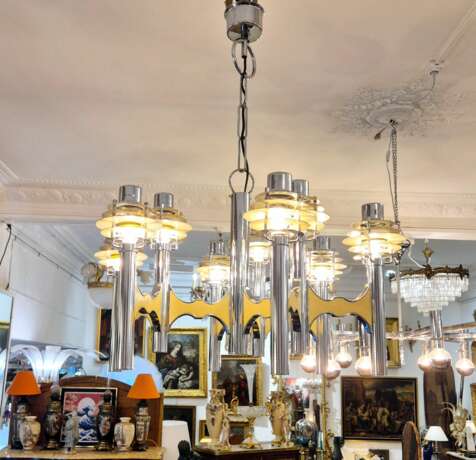 Space Age chromed metal chandelier by Gaetano Sciolari mid-20th century Metal Design of 50-60’s 20th century - photo 14