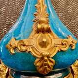 Pair Of Blue-glazed earthenware lamps in the Th&eacute;odore Deck style 19th century Bronze 19th century - photo 6