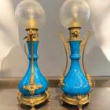 Pair Of Blue-glazed earthenware lamps in the Th&eacute;odore Deck style 19th century Bronze 19th century - photo 8