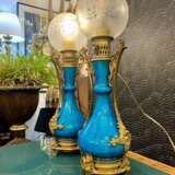 Pair Of Blue-glazed earthenware lamps in the Th&eacute;odore Deck style 19th century Bronze 19th century - photo 10