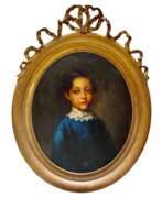 Übersicht. 19th Century Oval Portrait of Aristocrat Girl in Gilded Frame