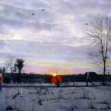 Зимний вечер Canvas on the subframe Oil paint Realism Winter landscape Byelorussia 2006 - photo 1