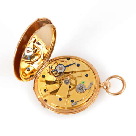 Goldene Taschenuhr mit Schlüsselaufzug. - фото 3