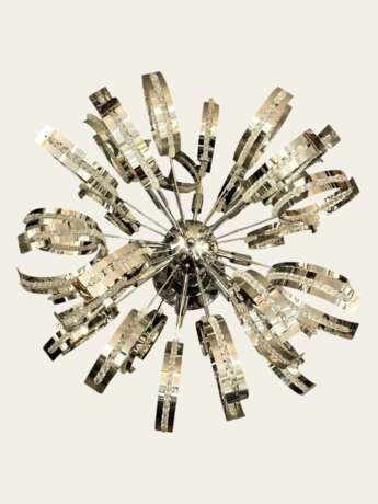 Big Mid-Century Modern Lamp in Chrome Metal and Glass 1970s Métal The end of the 20th century - photo 7