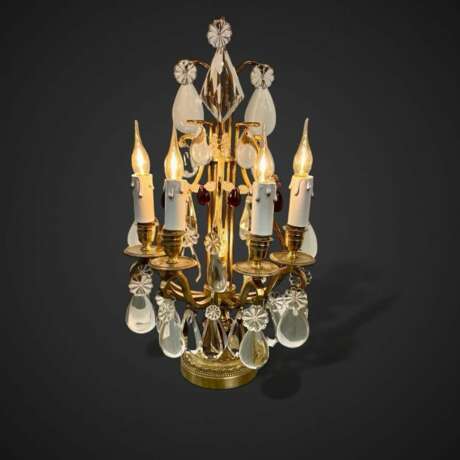 Late 19th Century Pair of Lyre Shaped Four-Light Candelabras Crystal bronze Late 19th century - Foto 2