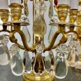 Late 19th Century Pair of Lyre Shaped Four-Light Candelabras Crystal bronze Late 19th century - Foto 5
