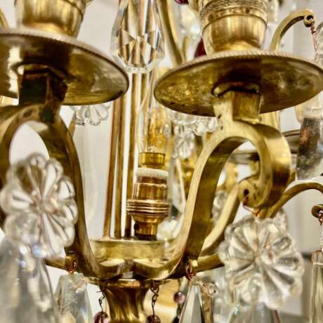 Late 19th Century Pair of Lyre Shaped Four-Light Candelabras Crystal bronze Late 19th century - Foto 9