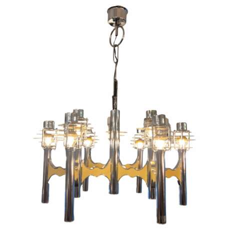 Space Age chromed metal chandelier by Gaetano Sciolari mid-20th century Metal Design of 50-60’s 20th century - photo 1