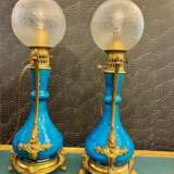 Pair Of Blue-glazed earthenware lamps in the Th&eacute;odore Deck style 19th century Bronze 19th century - Foto 9
