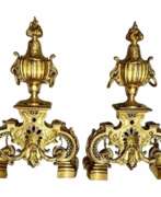 Aperçu. 19th Century Andirons in Gilt Bronze, Signed by Ferdinand Barbedienne