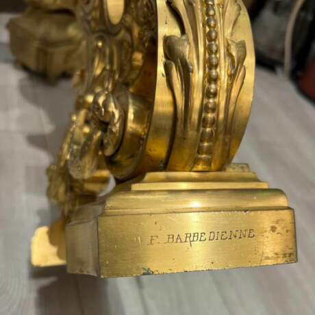 19th Century Andirons in Gilt Bronze Signed by Ferdinand Barbedienne Bronze Napoleon III 19th century - Foto 5